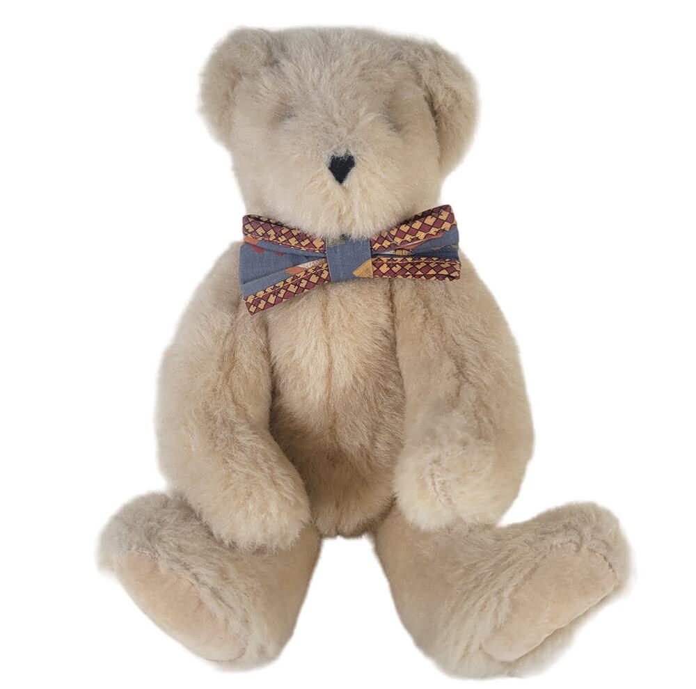 Vermont Teddy Bear Co. Classic Plush with Patterned Bow Tie 1995 12"